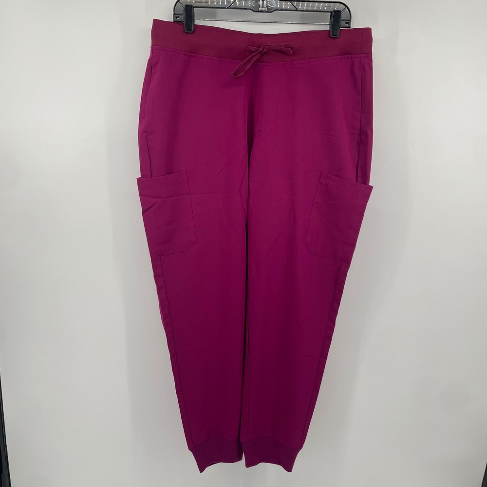 Mandala Scrub Joggers Womens L Sangria Purple Equa-Tek Cargo Pocket Regular NWT